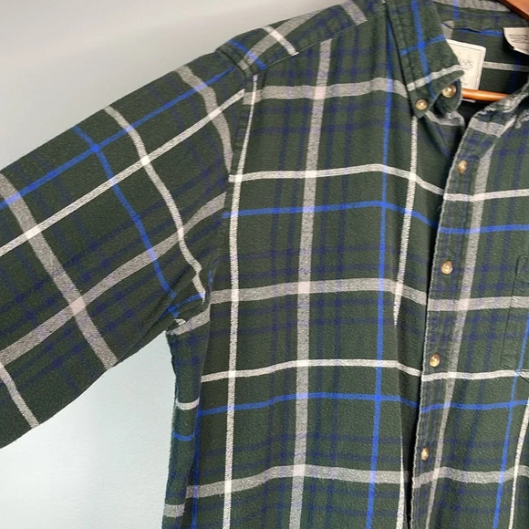 CHAPS Mens Plaid Flannel Button Down Shirt Green Navy Long Sleeve Pocket Logo L - Picture 3 of 14